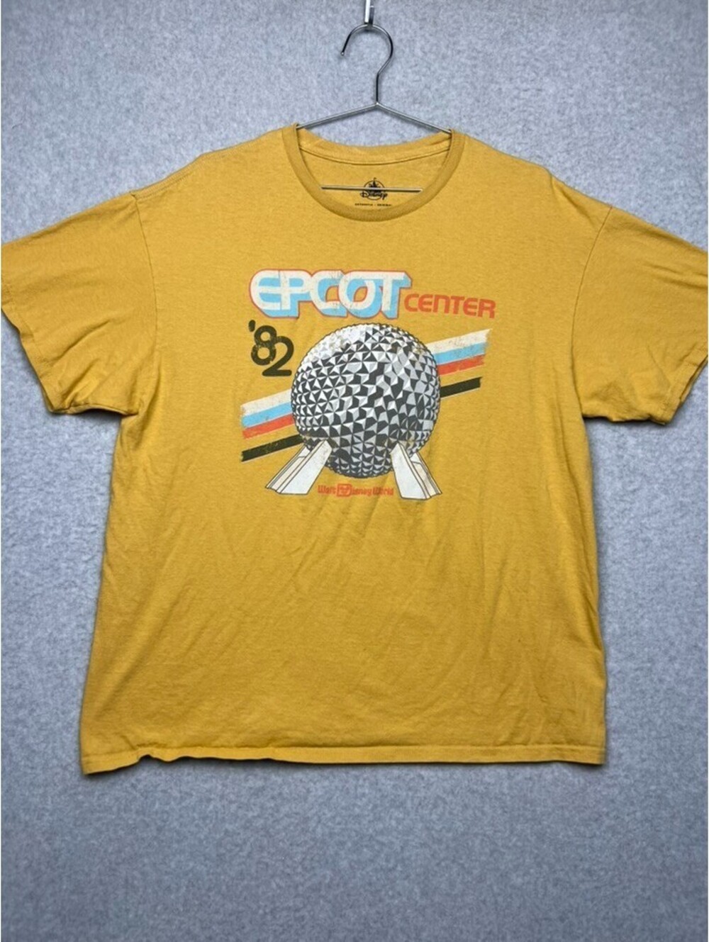 Disney Shirt Mens Extra Large XL Epcot Center 82 Spaceship Earth Yellow Vintage
